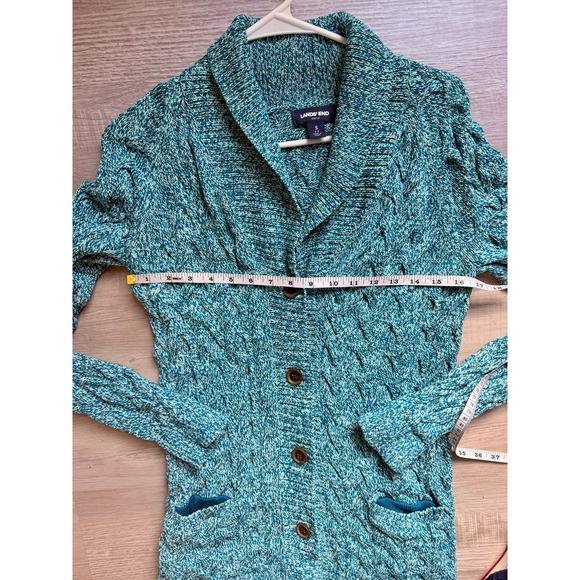 Lands End Women's Small blue speckled cardigan button up - Picture 6 of 8